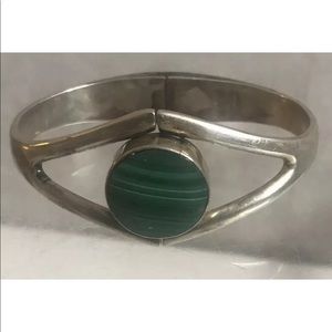 Artisan modern 950 sterling onyx cuff bracelet